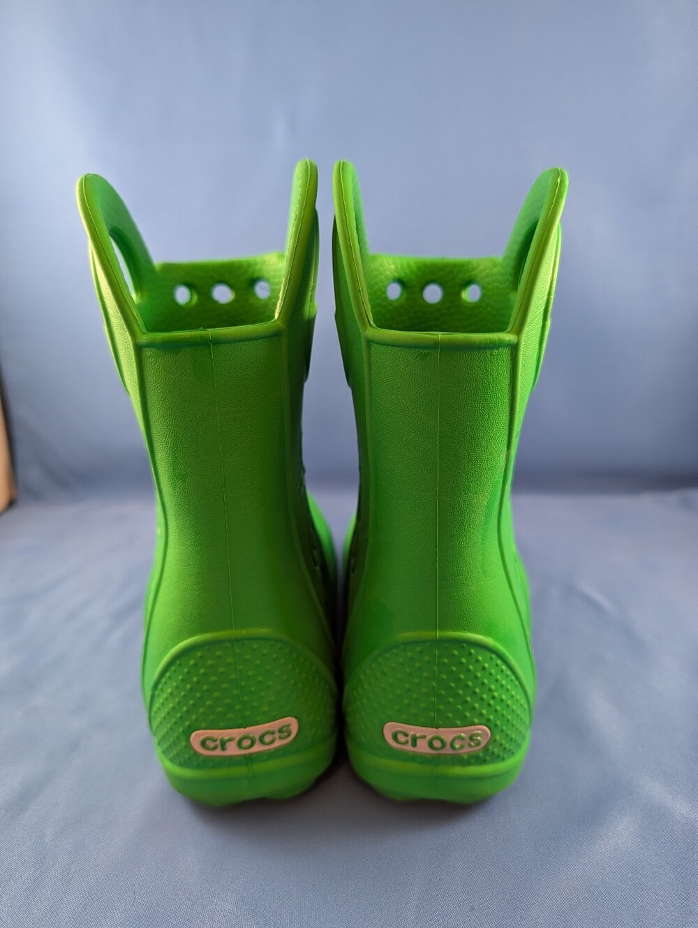 Crocs Handle It Green Rain Boots Unisex Kids Waterproof Pull-On 12803 - Picture 3 of 10